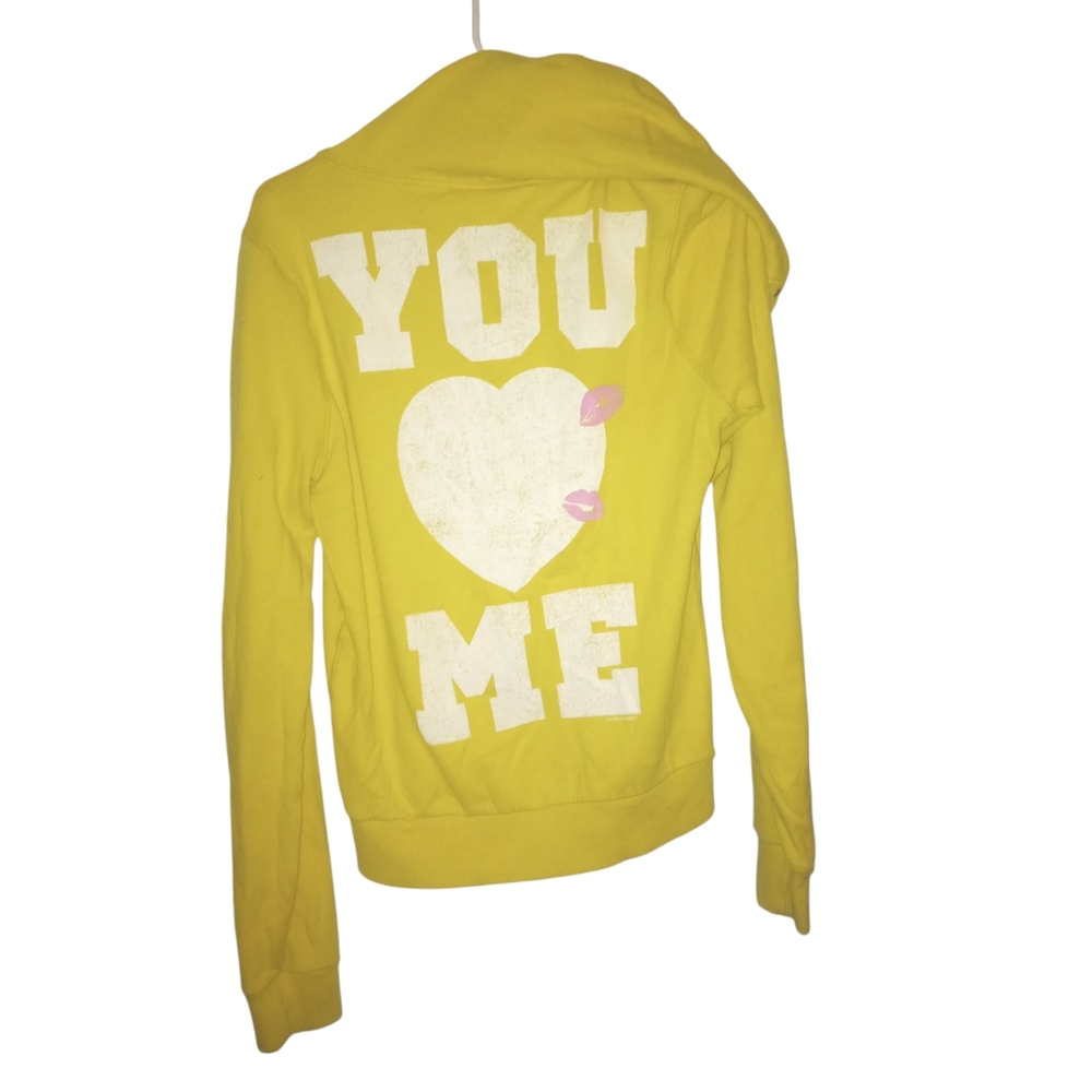 Victoria Secret Yellow Zip-Up Hoodie Graphic Size Large - Picture 3 of 10
